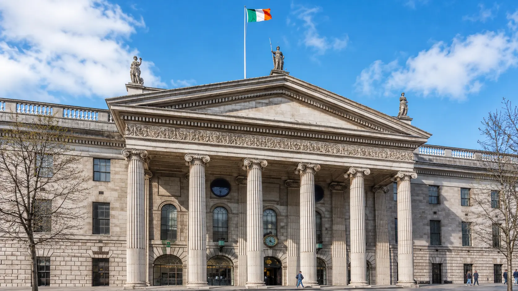 Illustrative view of the General Post Office on O'Connell Street in Dublin